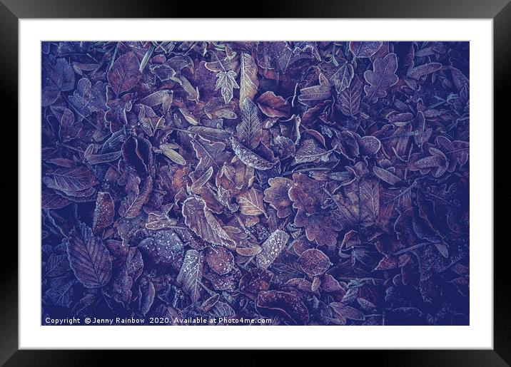 Purple Carpet Of Frozen Leaves Framed Mounted Print by Jenny Rainbow