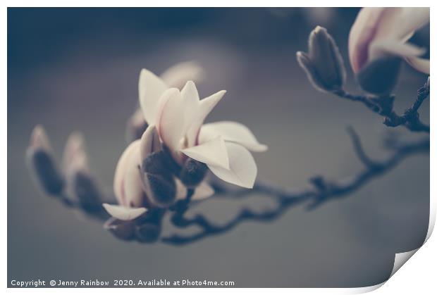 Zen Magnolia Flowers Boho Style Print by Jenny Rainbow
