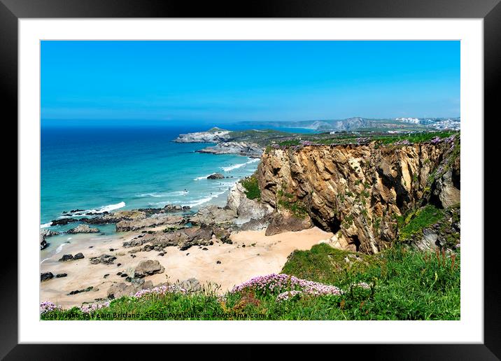 The rugged north coast near newquay in Cornwall Framed Mounted Print by Kevin Britland