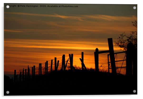 Sunset through the fence Acrylic by Pete Hemington