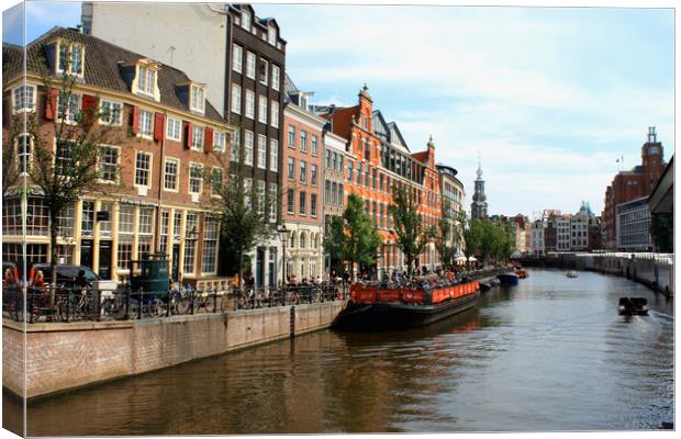 view of Amsterdam, the Netherlands with Amstel riv Canvas Print by M. J. Photography