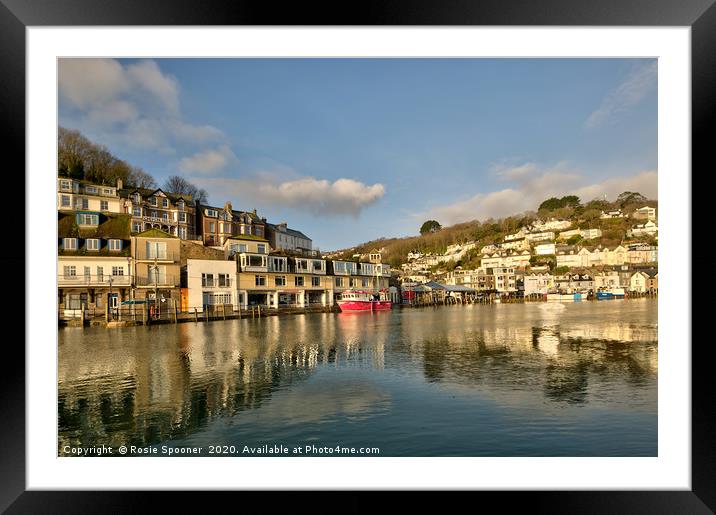 Early morning reflections on The River Looe Framed Mounted Print by Rosie Spooner