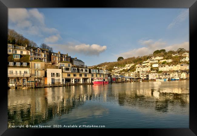 Early morning reflections on The River Looe Framed Print by Rosie Spooner