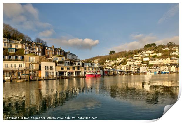 Early morning reflections on The River Looe Print by Rosie Spooner