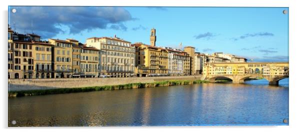 The Ponte Vecchio bridge over the Arno River, in F Acrylic by M. J. Photography
