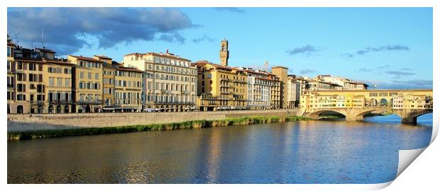 The Ponte Vecchio bridge over the Arno River, in F Print by M. J. Photography