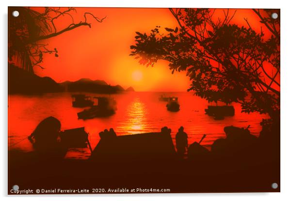 Sunset at the Caribbean Bay of Taganga in Colombia Acrylic by Daniel Ferreira-Leite