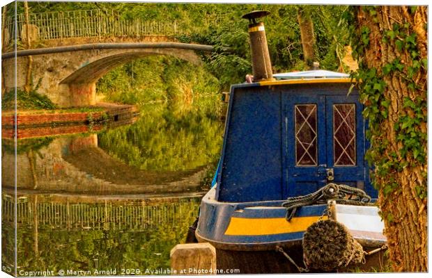 Canal Boat at Rest Canvas Print by Martyn Arnold