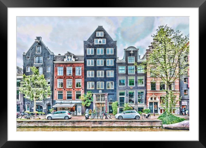 Amsterdam Houses  Framed Mounted Print by Valerie Paterson