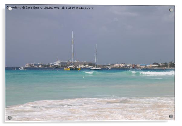 Barbados - Carlisle Bay, West Indies Acrylic by Jane Emery