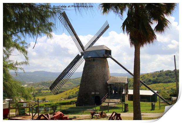 Windmill in Barbados Print by Jane Emery