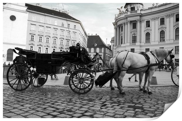 Vienna street attraction, romantically horse-drawn Print by M. J. Photography