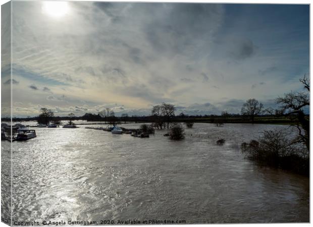 Flooded River Ouse Canvas Print by Angela Cottingham