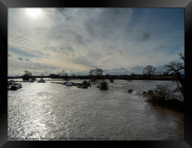 Flooded River Ouse Framed Print by Angela Cottingham