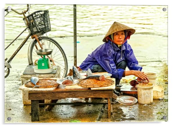 Vietnamese fish seller Acrylic by Robert Murray