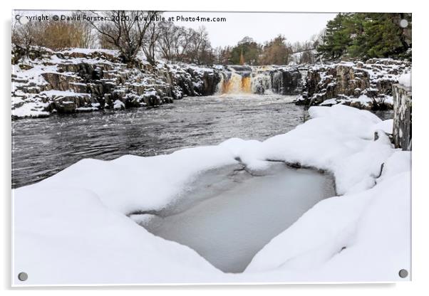 The River Tees at Low Force in Winter, Upper Teesd Acrylic by David Forster
