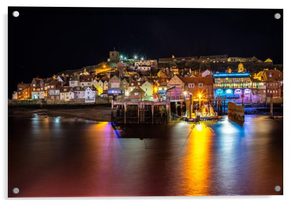 Whitby Harbour Reflections Acrylic by Richard Burdon