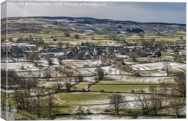Mickleton, Teesdale from Whistle Crag in Winter Canvas Print by Richard Laidler