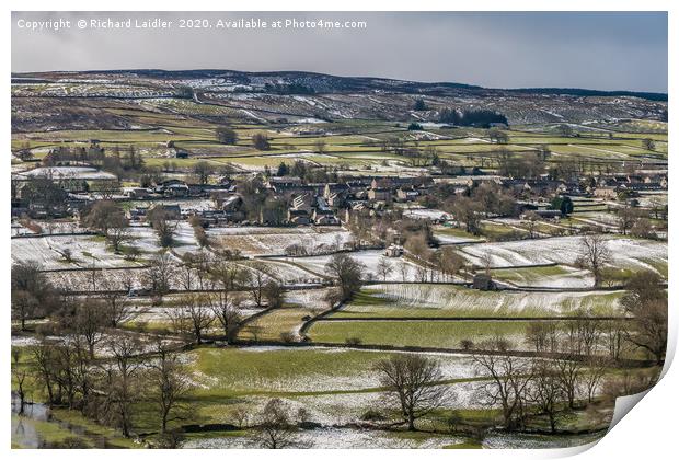 Mickleton, Teesdale from Whistle Crag in Winter Print by Richard Laidler