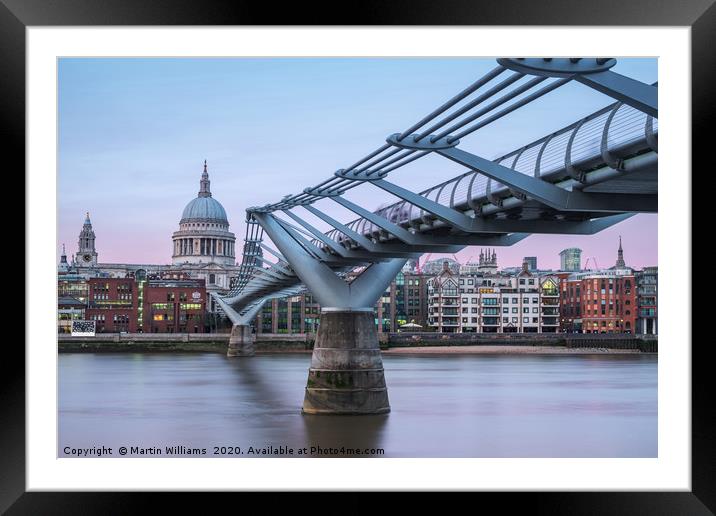 Evening at Millennium Bridge, London Framed Mounted Print by Martin Williams