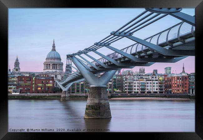 Evening at Millennium Bridge, London Framed Print by Martin Williams
