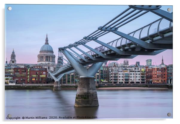 Evening at Millennium Bridge, London Acrylic by Martin Williams