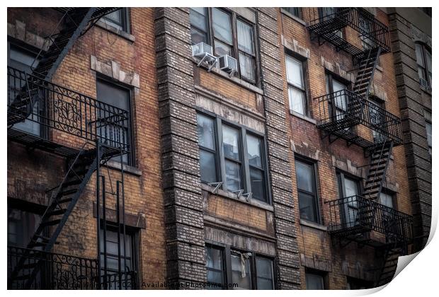 Fire escapes in New York, USA, US Print by Martin Williams