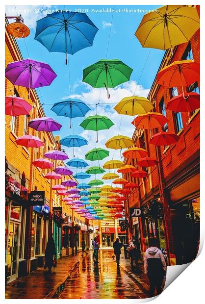 Umbrella Street Print by Aimie Burley