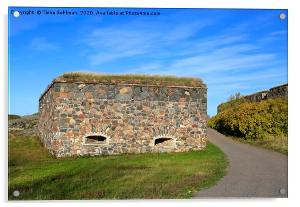 Suomenlinna Fortifications in October Acrylic by Taina Sohlman