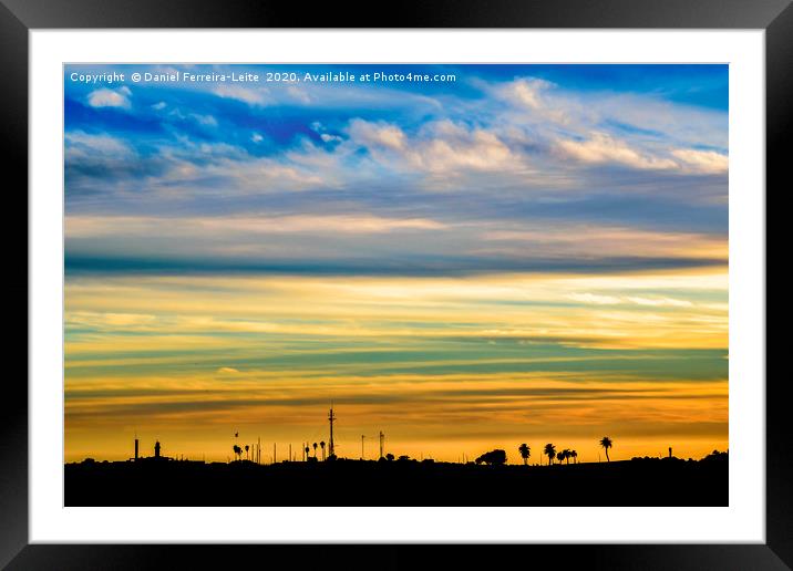 Sunset Silhouette Landscape Scene Framed Mounted Print by Daniel Ferreira-Leite