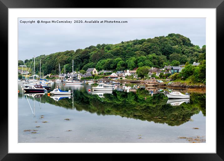 Boats at anchor at fishing village of Tayvallich Framed Mounted Print by Angus McComiskey
