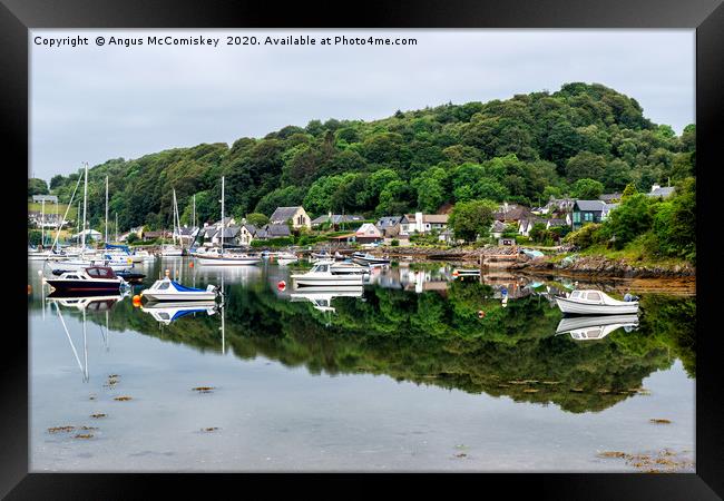 Boats at anchor at fishing village of Tayvallich Framed Print by Angus McComiskey