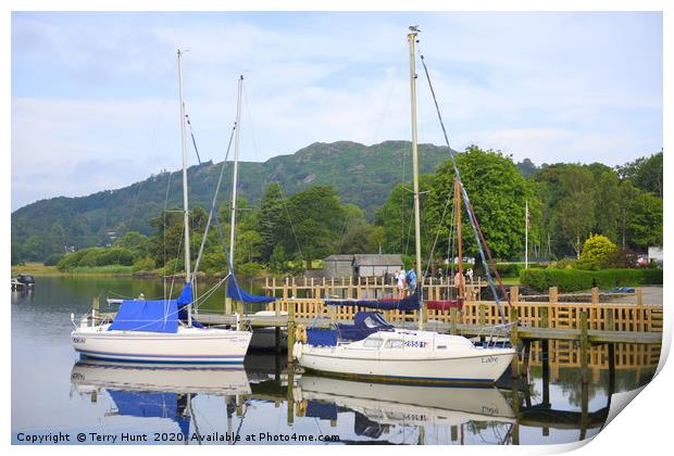 Sail boats on lake Windermere Print by Terry Hunt