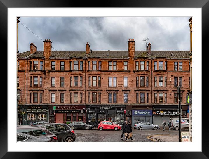 Glasgow Sandstone Tenement With Shops Framed Mounted Print by Antony McAulay