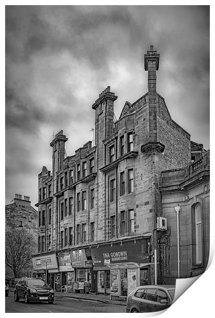 Glasgow Sandstone Tenement in Black and White Print by Antony McAulay