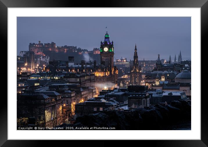 Edinburgh at Night Framed Mounted Print by Gary Clarricoates