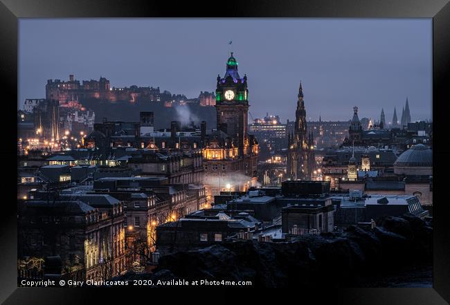 Edinburgh at Night Framed Print by Gary Clarricoates