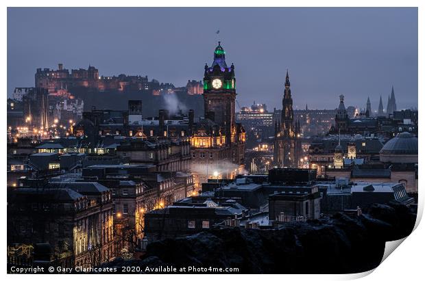 Edinburgh at Night Print by Gary Clarricoates