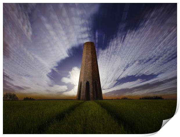 Daymark in a Moonlit Sky Print by David Neighbour