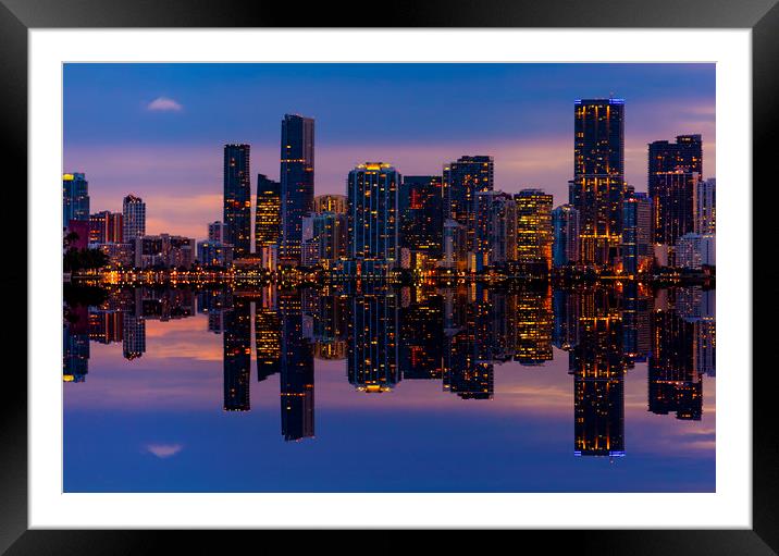 Miami City Downtown district buildings at sunset Framed Mounted Print by Alan Hill