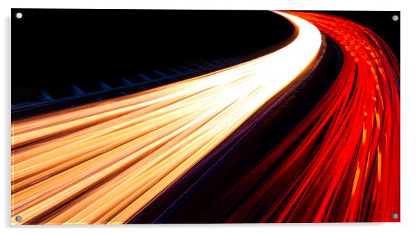 Light trails caused by multiple car headlights and tail lights Acrylic by Alan Hill