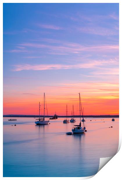 Sunset over Poole Harbour Yachts Print by Alan Hill