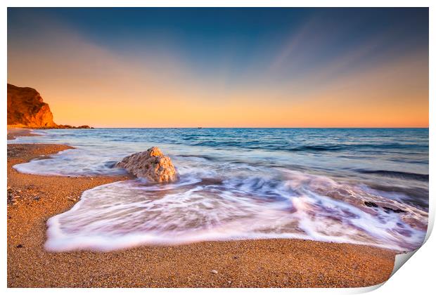 Serene South Dorset Beach and Sea at Sunset  Print by Alan Hill