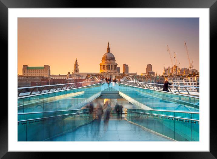 Busy commuters on their way home in London Framed Mounted Print by Alan Hill