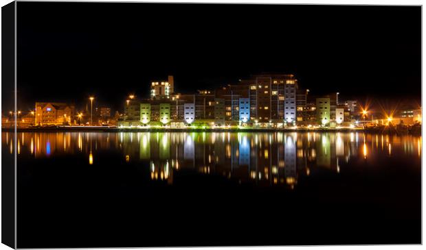 Poole Night Time Skyline Canvas Print by Alan Hill