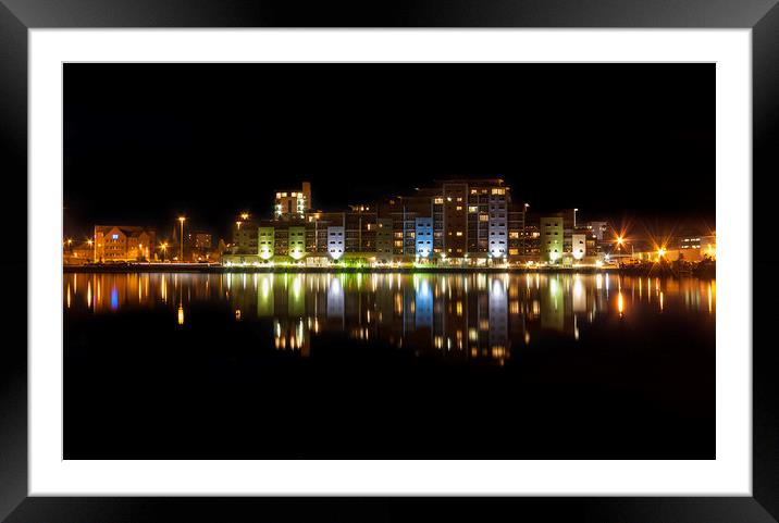 Poole Night Time Skyline Framed Mounted Print by Alan Hill