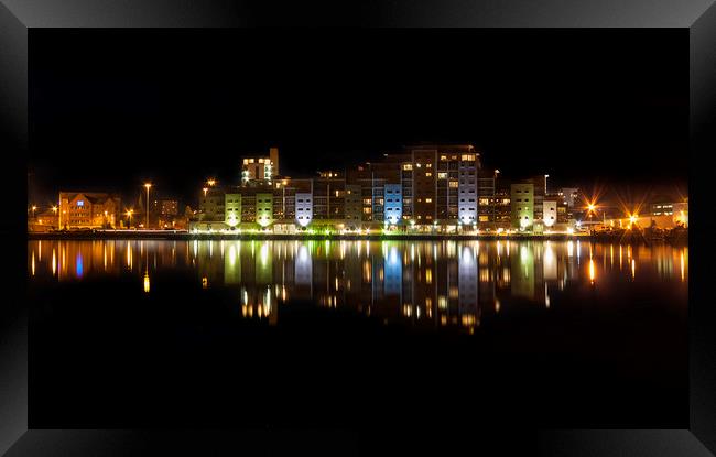 Poole Night Time Skyline Framed Print by Alan Hill