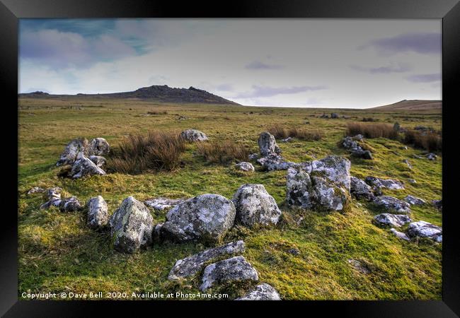 Ancient Hut Circles On Bodmin Moor, Framed Print by Dave Bell