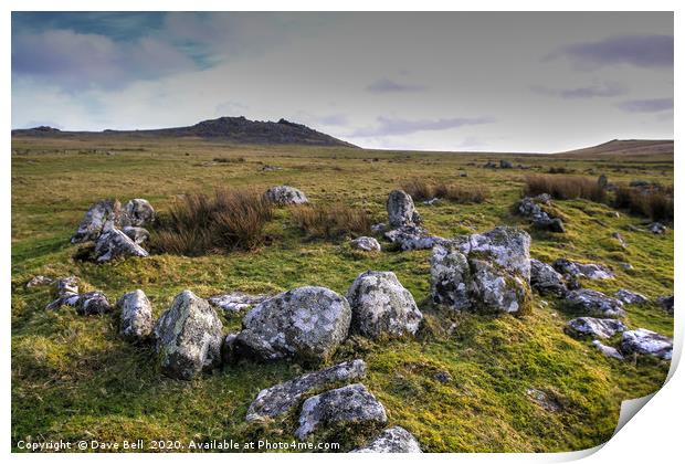 Ancient Hut Circles On Bodmin Moor, Print by Dave Bell