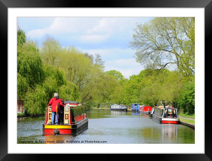 Narrow boats on the Grand Union Canal Framed Mounted Print by Terry Hunt